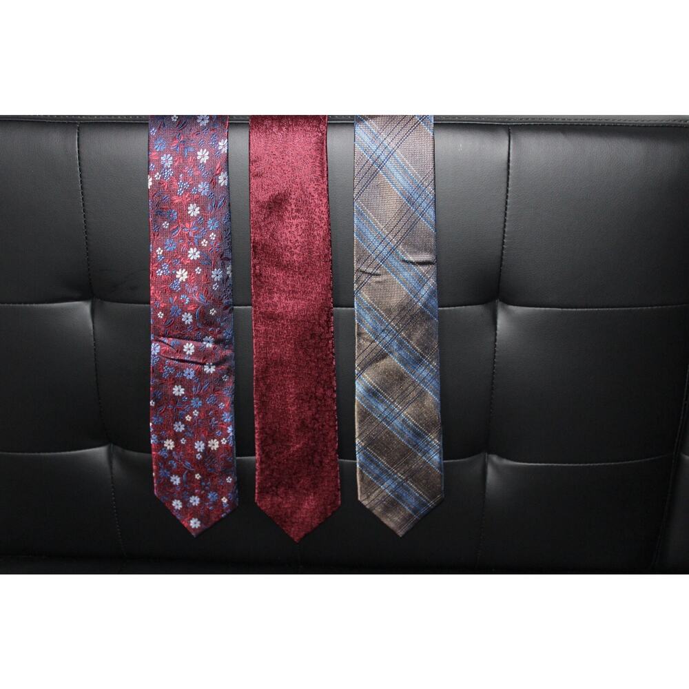 Bruno Piattelli Men’s Tie Lot (3-Pack) – Floral, Textured, & Plaid Styles